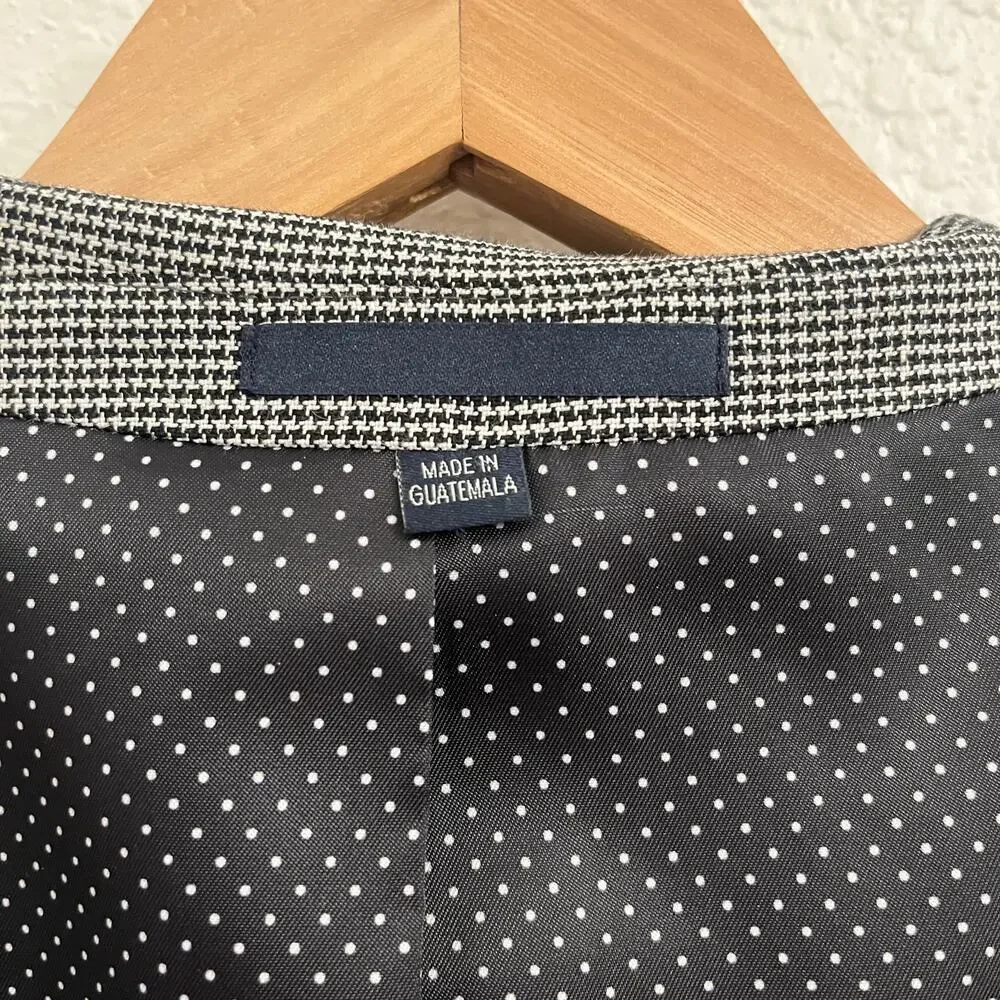 Jos A Bank Linen Cotton Houndstooth Blazer‎ 40L Tailored Fit Elbow Patches Black
